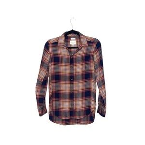 American Eagle Burnt Orange Button Down Boyfriend Fit Plaid Shirt Xsmall Women’s